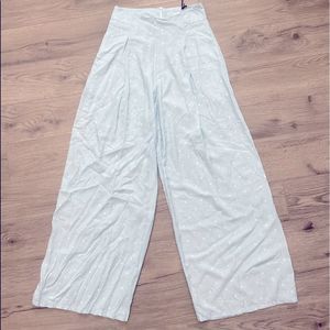 Charlie Holiday Pant Small 4 Blue Polkadot Palazzo Wide Leg Summer High Waist